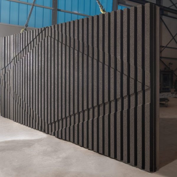 Detail van het verticale absorberende profiel van een KHUFU-geluidswand